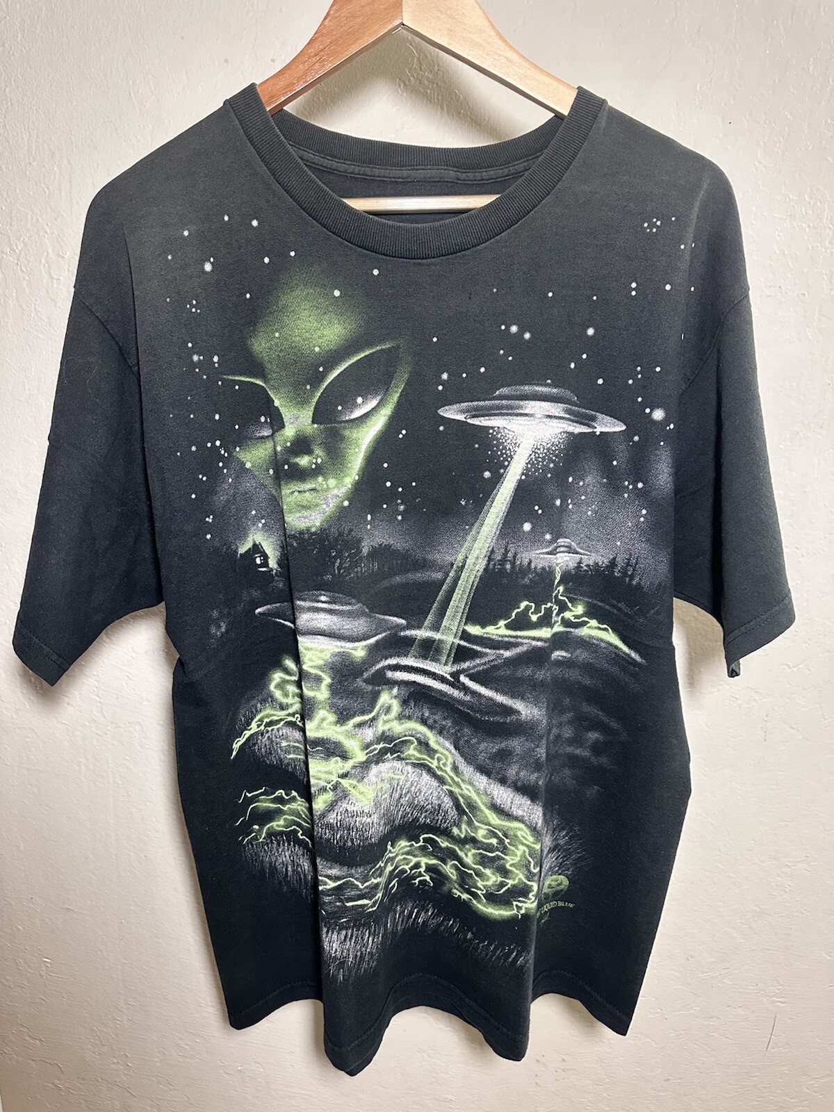 Vintage 1997 Alien Abduction Liquid Blue Tee Rap Band… - Gem