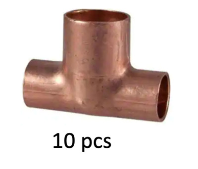 (10 PCS) 1/2'' x 1/2'' x 3/4'' Copper Reducing Tees, Plumbing Fittings, C x C x C