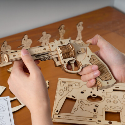 トイガン WA CUSTOM WORKS SCW2006 REMIX DETECTIVE Wooden Gun Model 3D Puzzle DIY Kit Rifle Assembly Shotgun Pistol