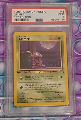PSA 9 MINT Condition Grimer! Fossil #48/62 1st Edition Common. 1999 WOTC  Pokémon
