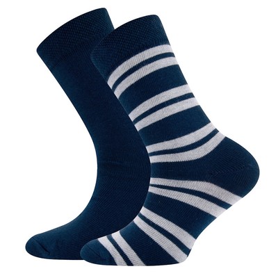 Ewers 2er Pack Jungen Strümpfe Socken uni ringel tinte blau