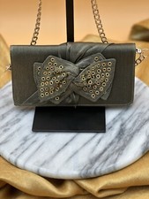 Nina New York Patina Green Bonita Evening Bag With Bow Clutch Snap Closure