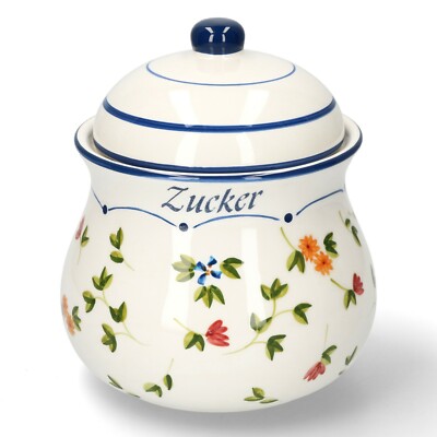Van Well Marianna Zuckerdose + Deckel Blumendekor Porzellan RESTPOSTEN A-26