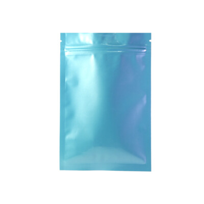 100pc Gloss Shiny Blue Two-Sided Metallic Mylar Reclosable Bags 10x15cm 4x6in