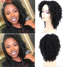 Short Braided Wig for Women Man Afro Bob Black Crochet Twist Hair Dreadlocks Wig