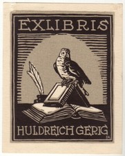 FRITZ LUD. AMBERGER: Exlibris f�r Huldreich Gerig, Sittich