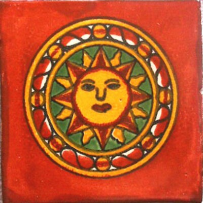 C#058) MEXICAN TILES CERAMIC HAND MADE SPANISH INFLUENCE TALAVERA MOSAIC ART