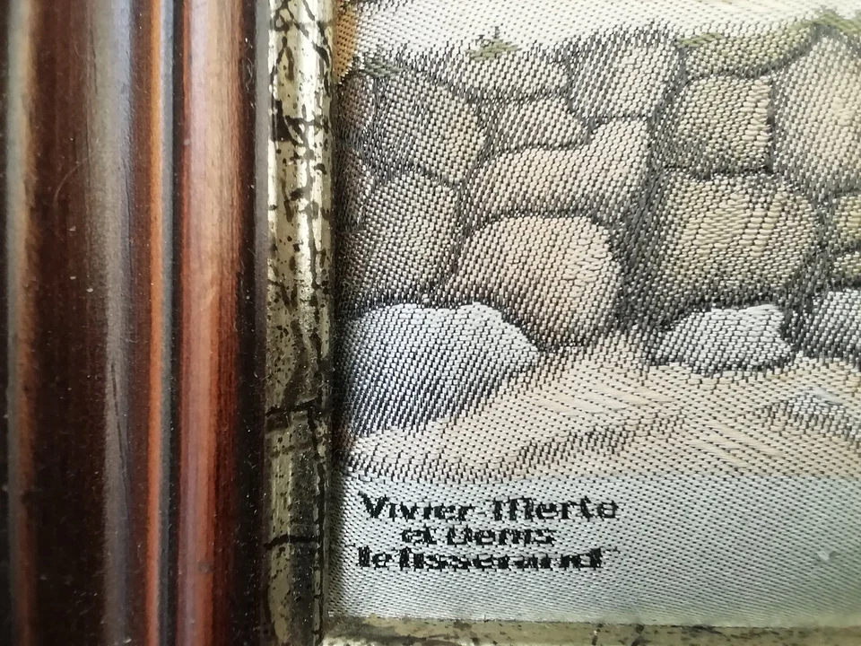 Petit tableau soie tissée moulin à vent le tisserand - Photo 2/3