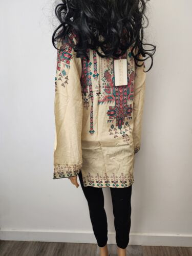 Pakistani/Indian Kurti Kurta Punjabi Desi Dress Kameez Size M Top Linen Shirt - Picture 4 of 5