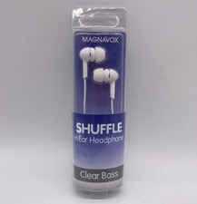 New Magnavox Clear Bass Shuffle Earbuds Headphones White NIP