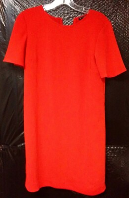 Ann Taylor Red Short Sleeve Knee High Dress Size 0