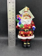 Old World Christmas Jolly African American Santa Ornament 5.5 NEW With Tag