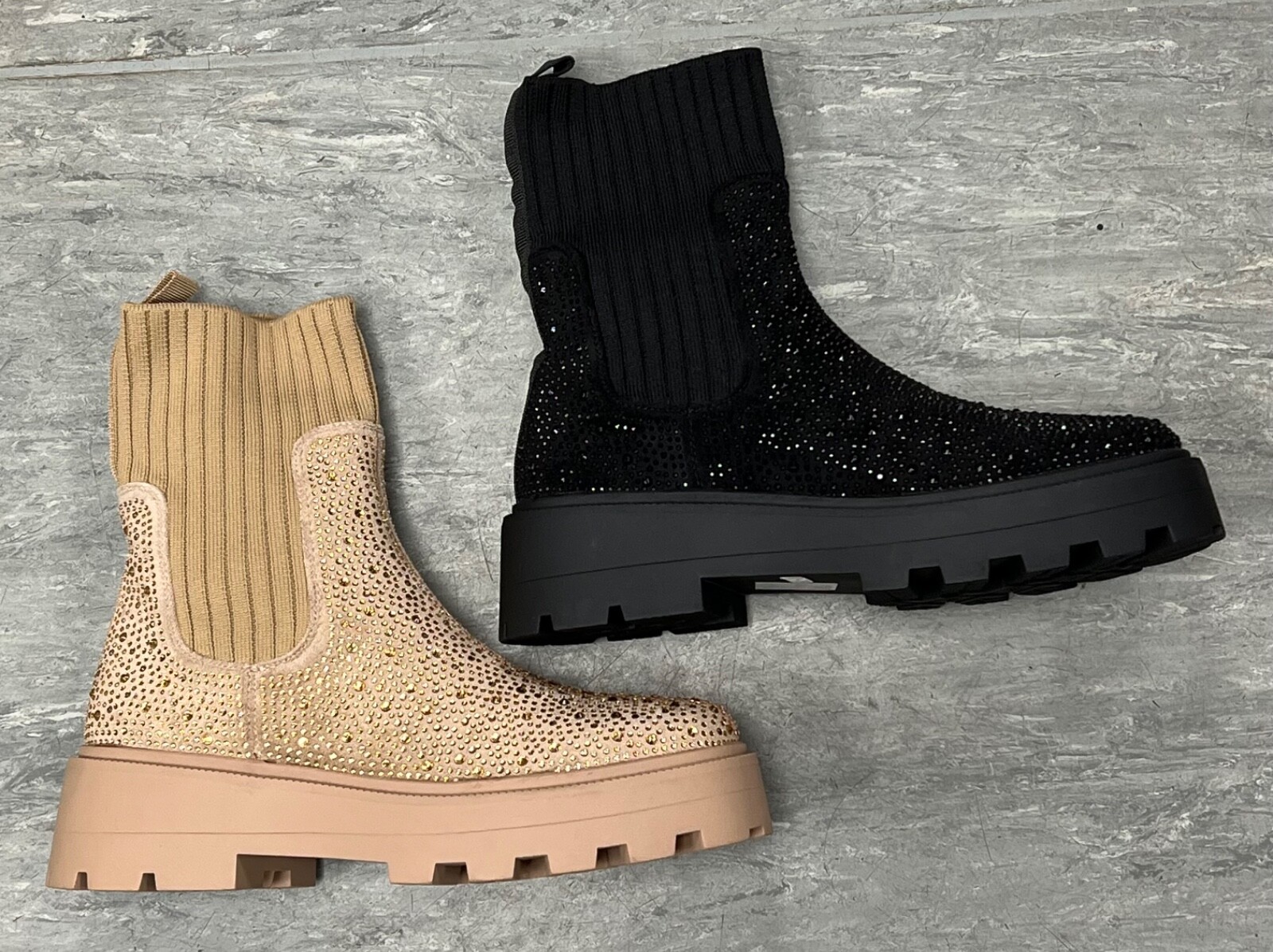 SAOLA Stivali donna Diamante Bling elasticizzati tipo calzino suola grossa donna