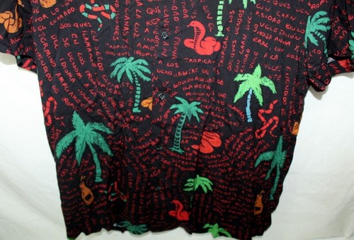 ASOS Small Mens Hawaiian Short Sleeve Aloha Palm Tree Snake Liquor Shirt Sz 2 XS - Picture 3 of 11