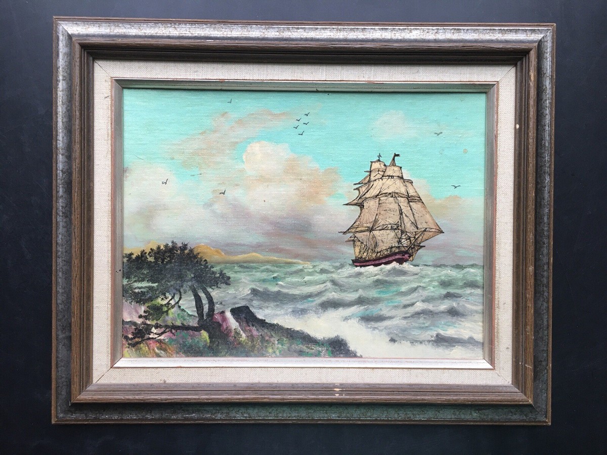 Gathering Storm Ship At Sea Nautical Oil Painting Framed Art by