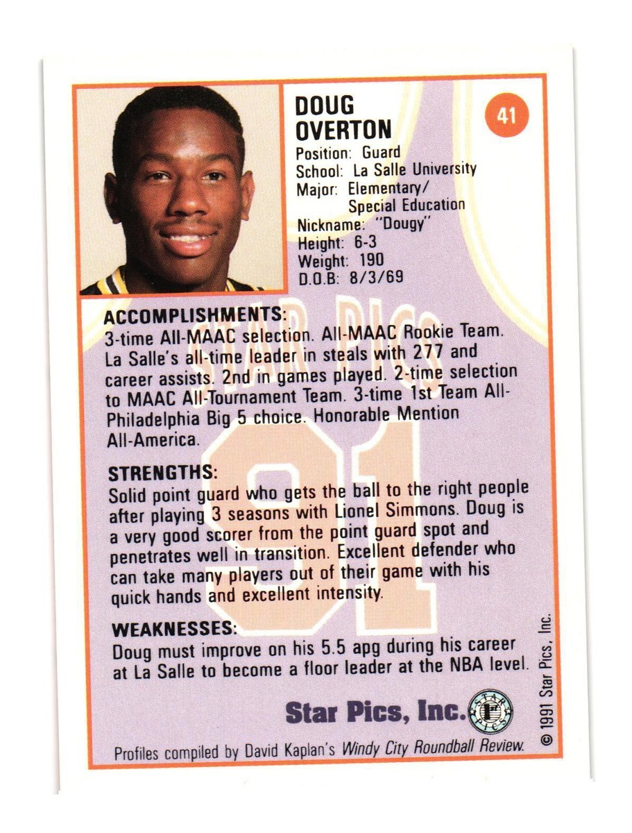1991 Star Pics #41 Doug Overton La Salle Explorers