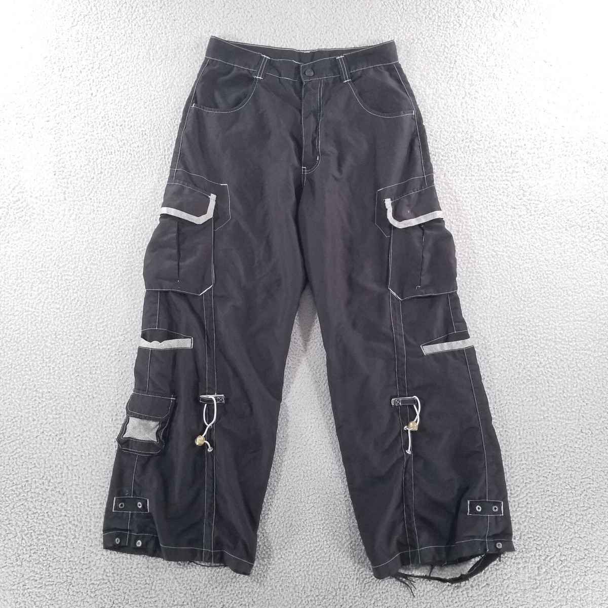 macgear マックギア　デジカモ　gimmick cargo pants MacGear Pants 31x30 Black Cargo Distressed Wide Leg Baggy
