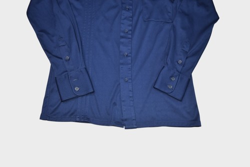 Vintage KMart Shirt Mens S Blue Striped 70s Disco Leisure Button Up Long Sleeve - Picture 2 of 7