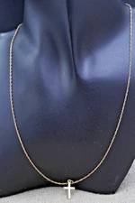Vtg RCI 14K Yellow Gold Chain & Small Crucifix Religious Necklace 1.21Gr  17.6''