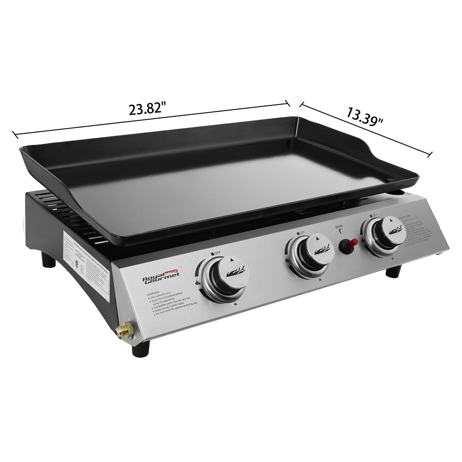3 Burner Gas Grill Griddle Outdoor Camp 26,400BTU Portable Top Stove