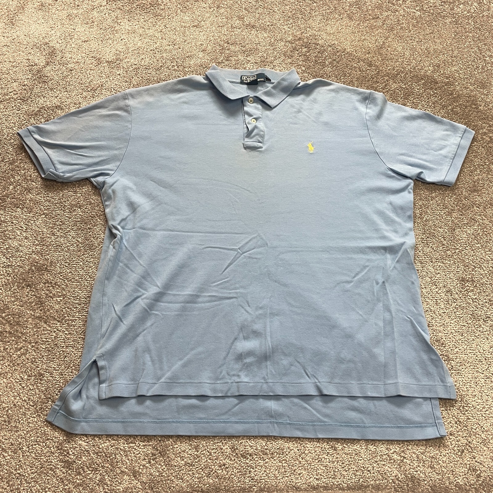 Polo Ralph Lauren camicia uomo XL blu chiaro colletto cotone preppy pony logo top