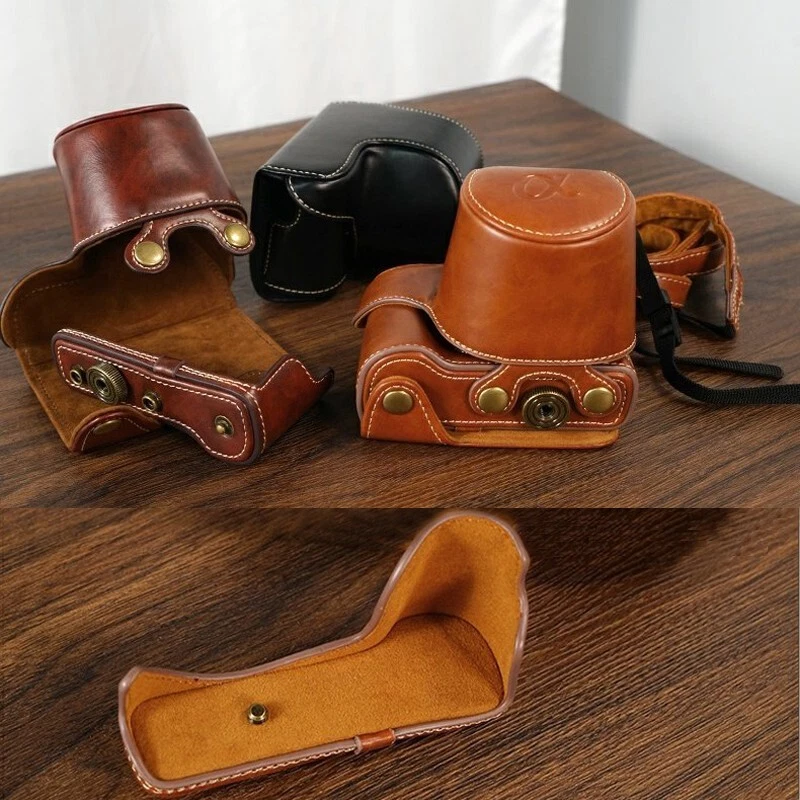 Funda protectora de cuero PU para cámara para Sony A6000 A6100 A6300 A6400 Foto 2 de 4