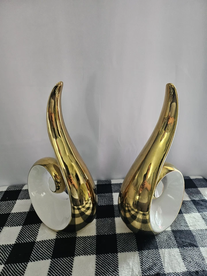 Escultura Cerámica Abstracta Estatua Dorada Decoración Hogar Moderna Foto 3 de 4