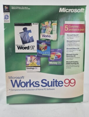 Microsoft Works Suite 99 ~ Brandneu & Versiegelt ~ eingeschweißt ~ Retro Software