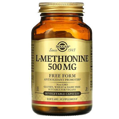 Solgar L-Methionine, 500 mg, 90 Vegetable Capsules