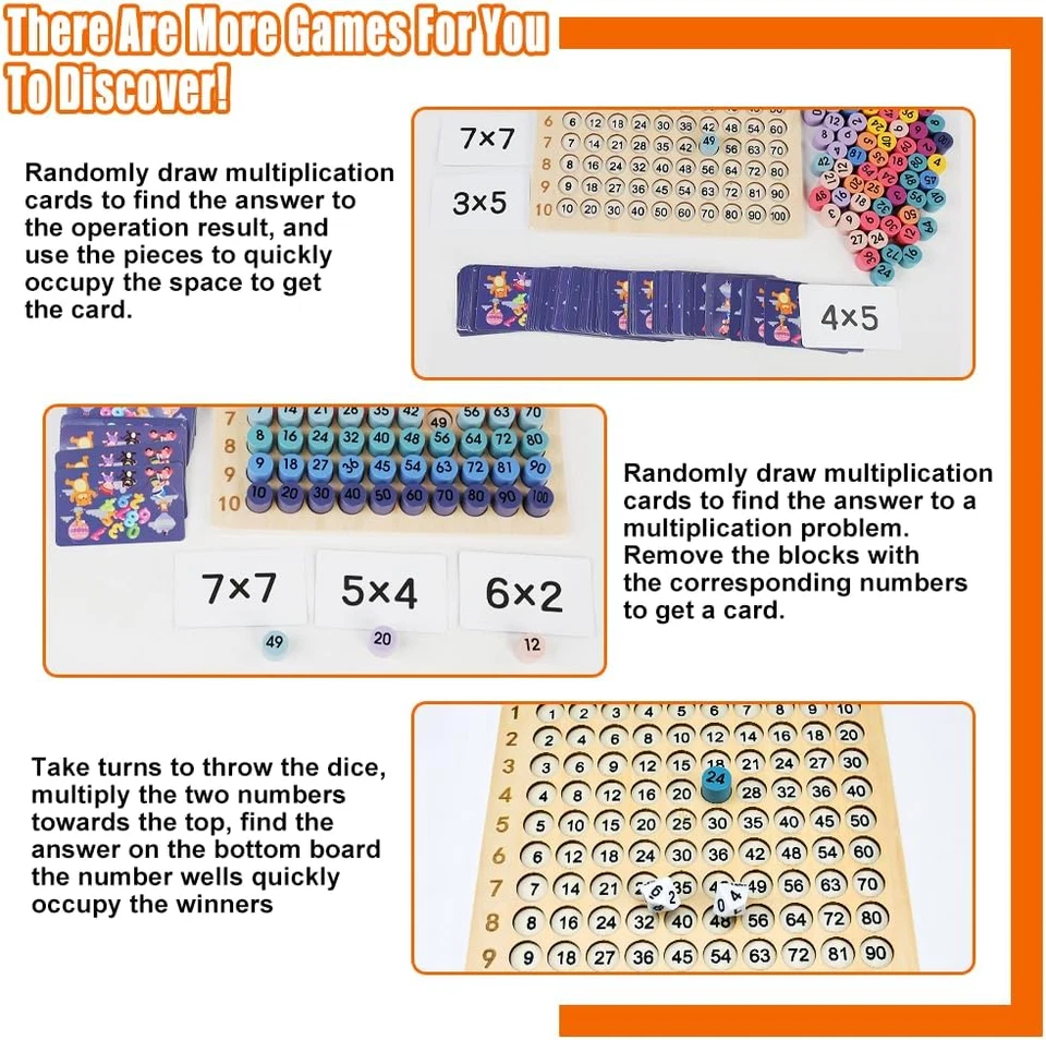 Wooden Montessori Multiplication Board Game: Math Educational Toys Multiplicatio - Image 3 of 4