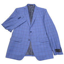 John Varvatos Bleecker-JN Wool Suit Jacket Mens 40R Slim Blue Plaid Blazer