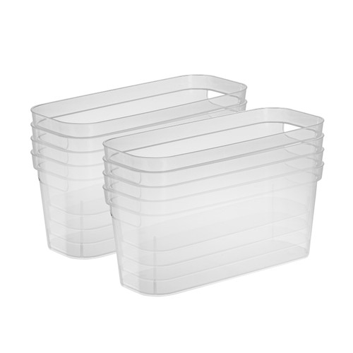 Sterilite 6.25x6.25x15 In Narrow Storage Bin with Carry Handles, Clear (8 Pack)