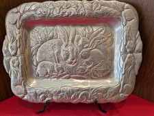 VTG "1990" Arthur Court Rectangular Tray "Easter Bunnies / Rabbits" "Display"