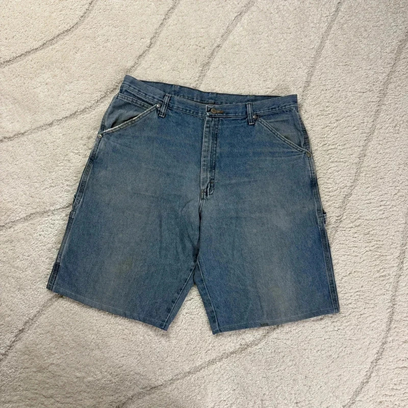 VTG Wrangler 90s Baggy Oversized Relaxed Blue Sz 36 Carpenter Denim Shorts Jorts image 7