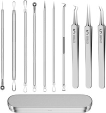 10 Pcs Pimple Popper Extractor Tool Kit With Storage Case Deep Cleansing