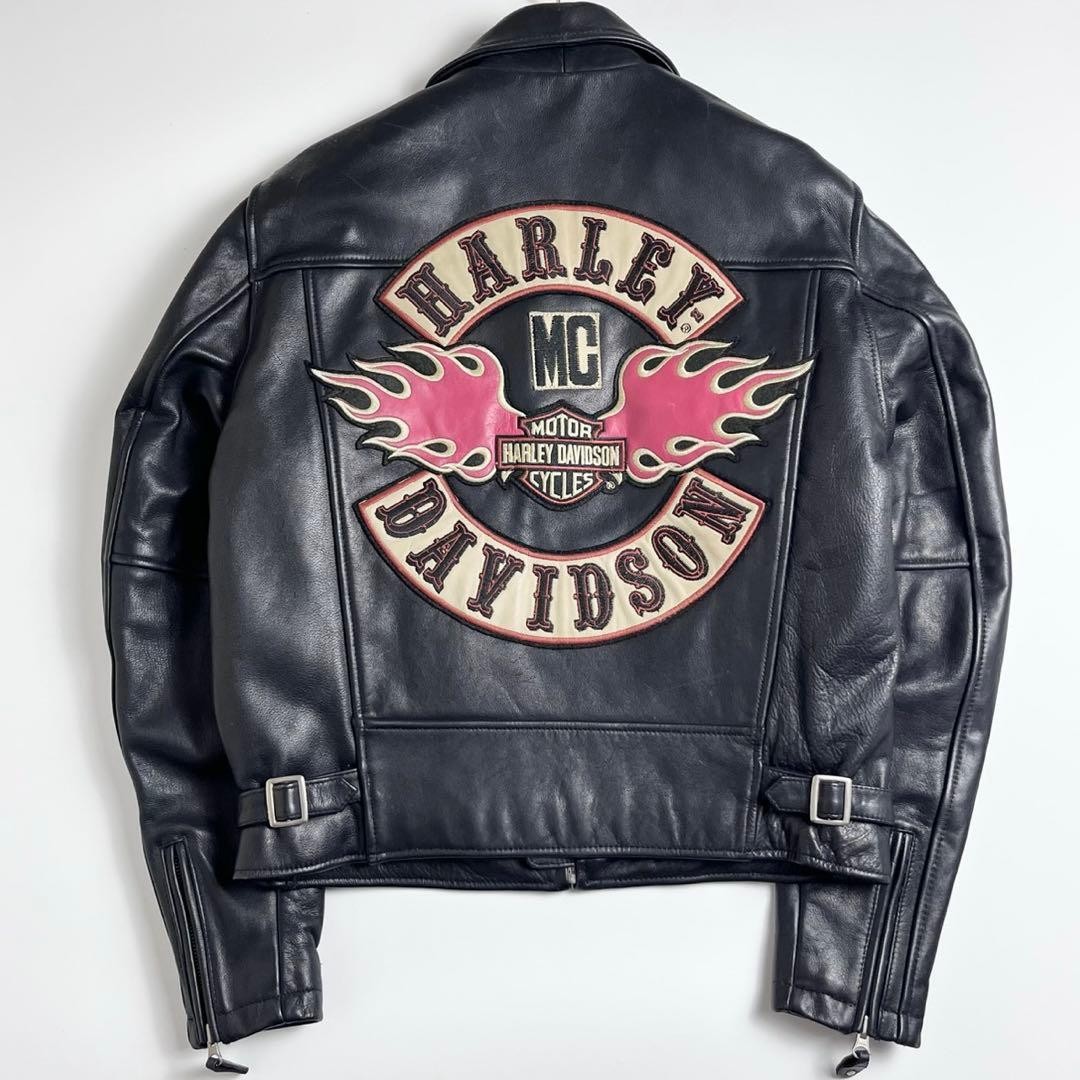 ☆ Harley Davidson Fire Arm Leather Riders Jacket M Cowhide Motorcycle Rare 88 image 7