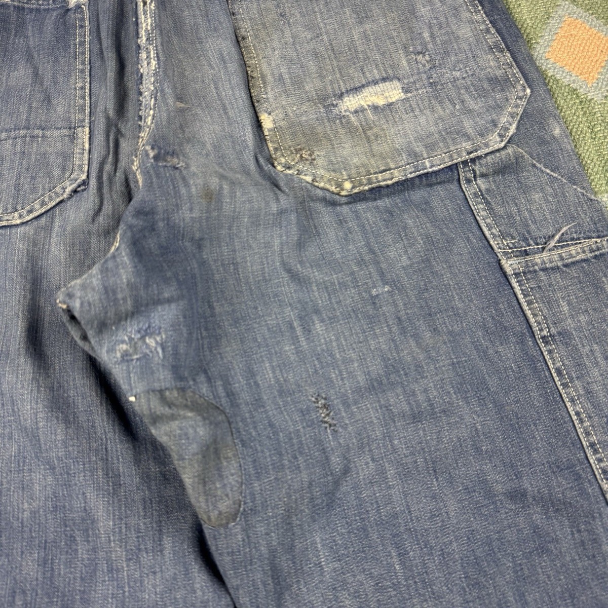 Vintage 50s Hercules Carpenter Farm Distressed Denim Pants