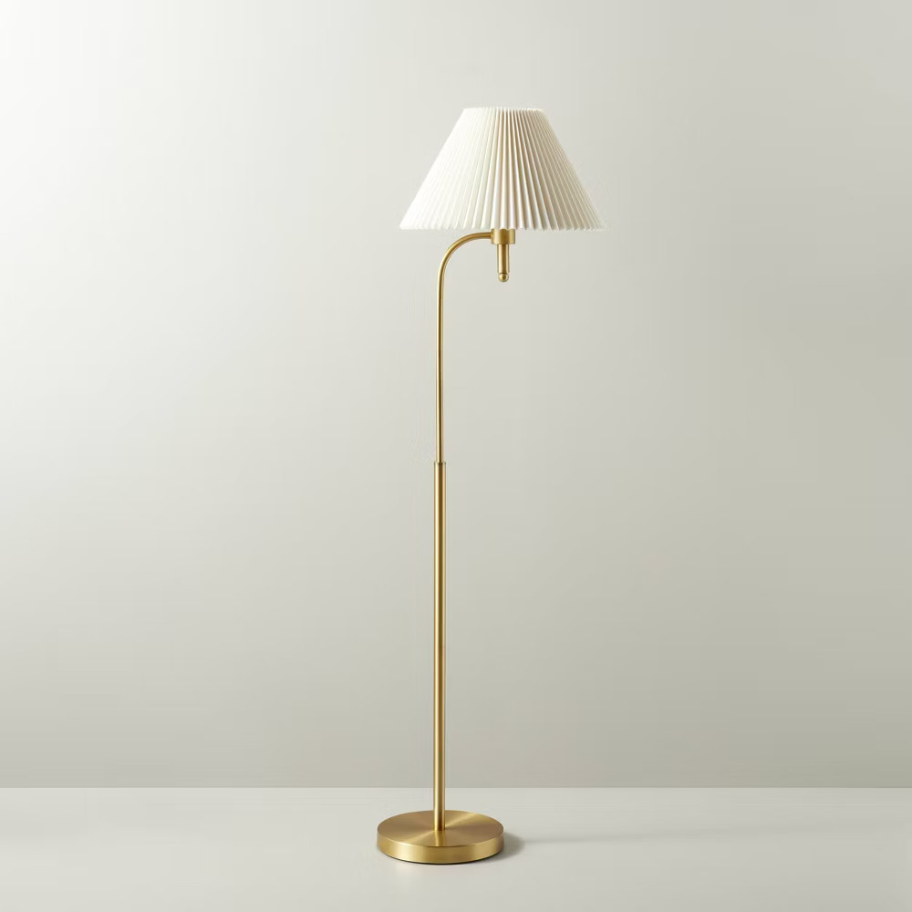 Pleated Shade Metal Floor Lamp Cream&sol;Brass &lpar;Includes LED Light Bulb&rpar; - Hearth