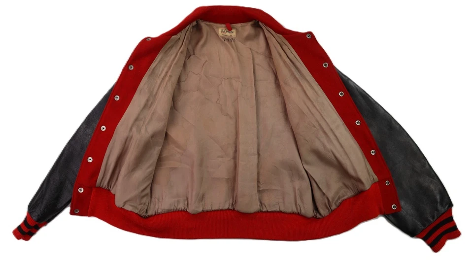 Chaqueta Bomber De Colección Años 60 EE. UU. 44 M Roja Thurston Colts Varsity Letterman Cuero Lana Foto 4 de 4