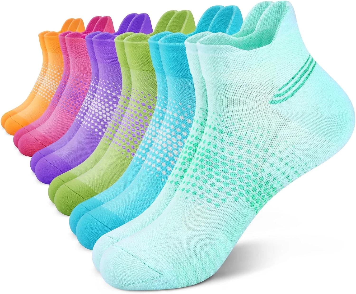 Ankle Compression Socks for Women 6 Pairs, Running Socks with Heel Tab, Cushione