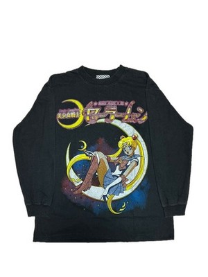 Sailor Moon Long Sleeve Black Fade T-Shirt Double-Sided Print Vintage Style