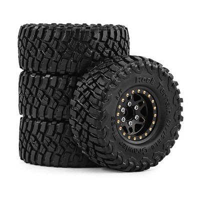 1.0'' Brass Beadlock Wheels &Tires for 1/24 1/18 RC Crawler SCX24 FMS FCX24 TRX4M