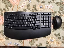 Wireless Ergonomic Keyboard Mouse Combo MK299 QWERTY Full-Size Black