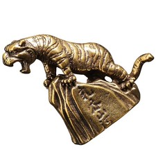 Brass Tiger Statue Chinese Zodiac Tiger Figures Attract Wealth Desktop Figurine