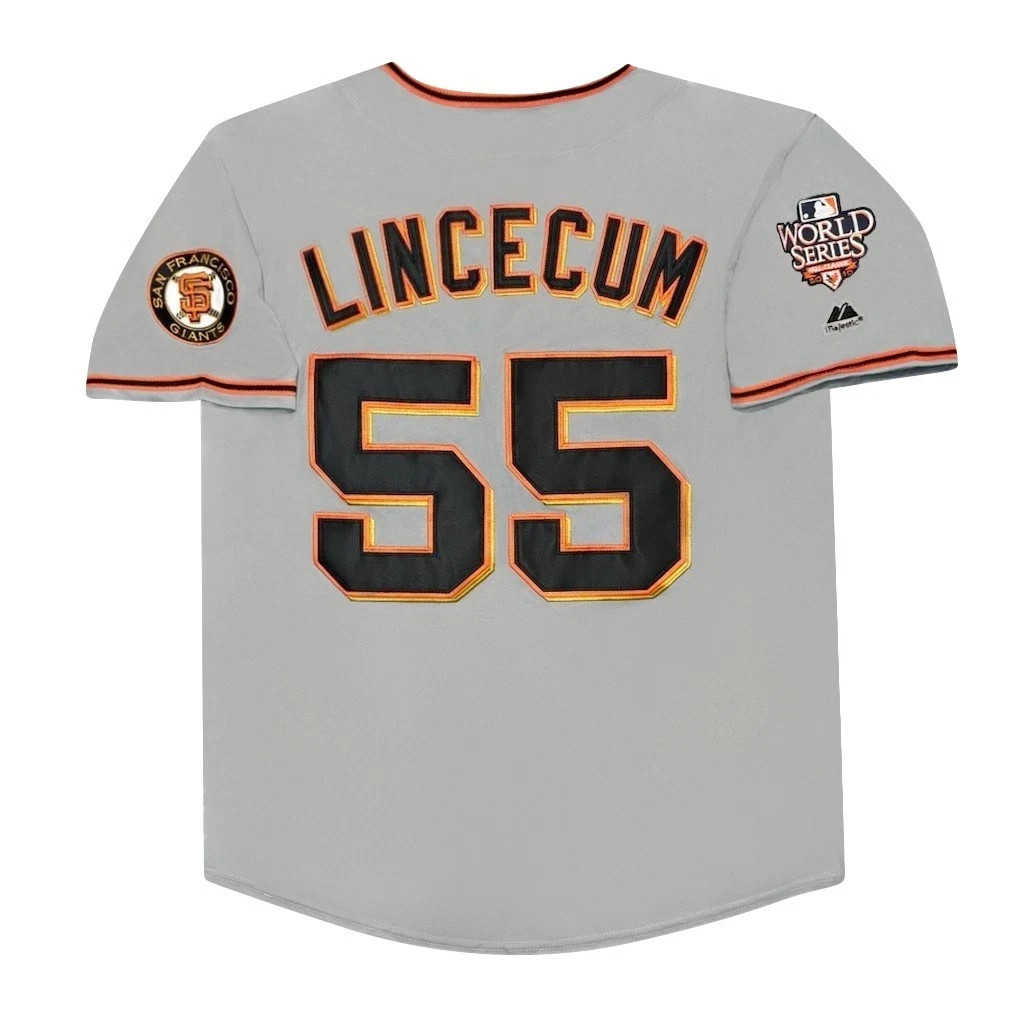 Tim Lincecum 2010 San Francisco Giants World Series Grey Road Men's Jersey