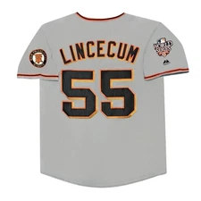 Tim Lincecum 2010 San Francisco Giants World Series Grey Road Men's Jersey