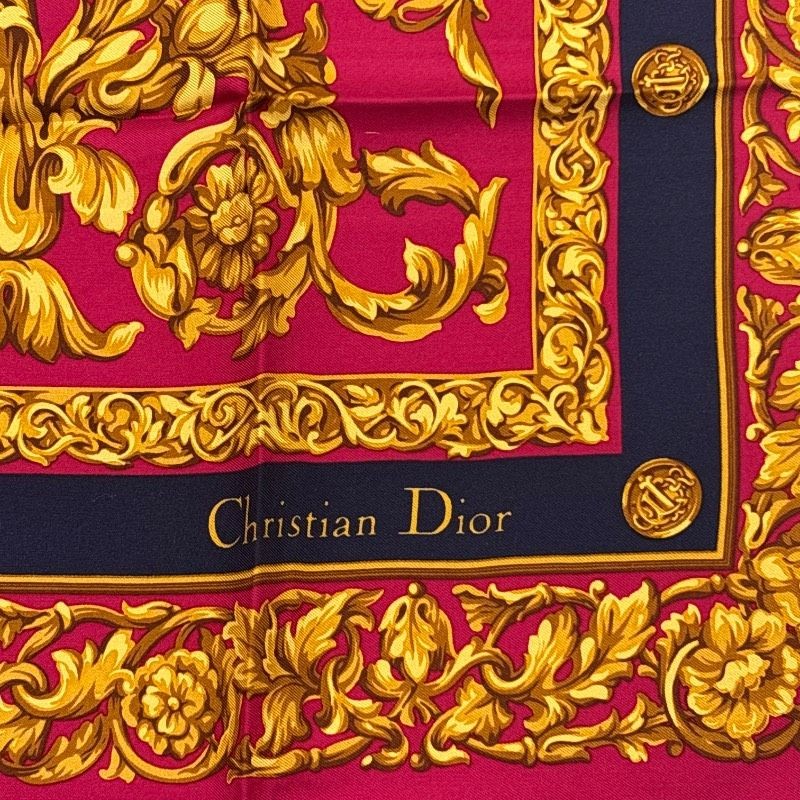Christian Dior Silk Square Scarf Red/Gold 34.3 in Pre owned thumbnail 7