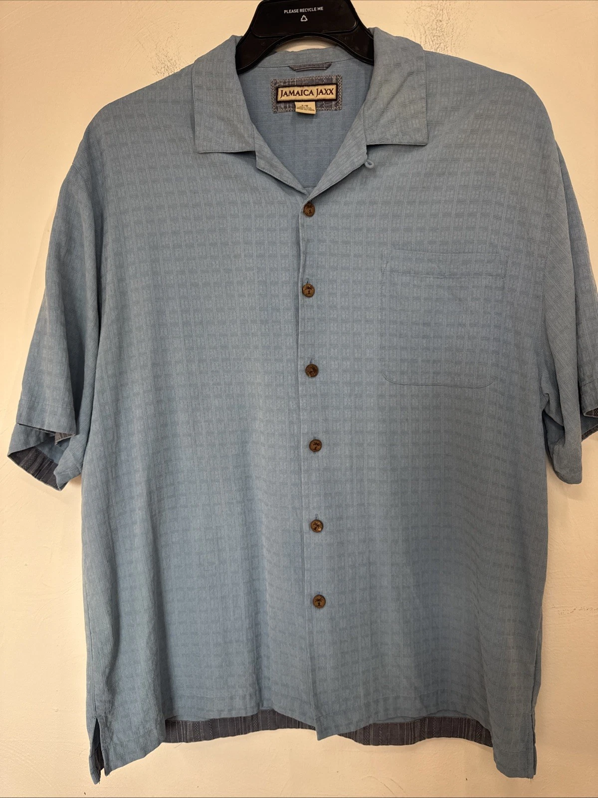 JAMAICA JAXX Blue/Green Collared Button Down Short Sleeve Shirt Size: LARGE Silk
Opens in a new wind
