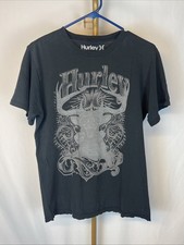 Vintage Y2K Hurley Gray Black Logo Faded Black Surf Skate T-Shirt Men s Medium
