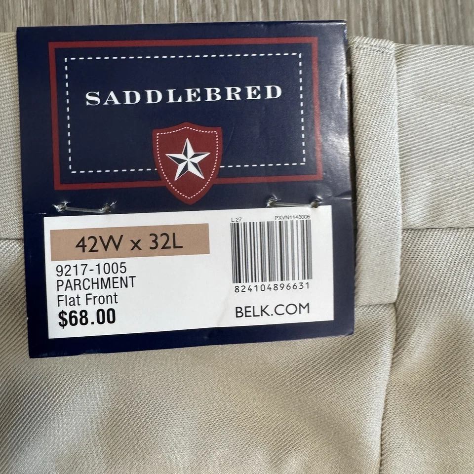 Новый с Ярлыками Saddlebred хаки комфорт талии прямые штанины платье брюки мужские 42 x 32 - Изображение 4 из 4